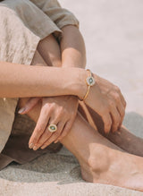 Rings ASTRA Round Evil Eye Ring Gold-White-Green-Sky O/S Apoella