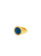 Rings Ileana Makri Blue Eye Chevalier Ring Zircon Gold Plated O/S Apoella