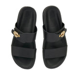 Sandals Ancient Greek Sandals Latria Buckle Slide Sandals Black Apoella