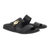 Sandals Ancient Greek Sandals Latria Buckle Slide Sandals Black Apoella