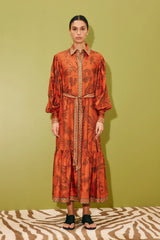 Shirtdress Alemais Monkey Dance Silk Shirtdress Rust Apoella
