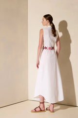 Shirtdress Ancient Kallos Astypalaia Embroidered Shirtdress White/Rasberry Apoella