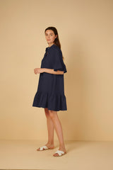 Shirtdress Apoella Chara Ruffle Shirtdress Denim Apoella