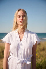 Shirtdress Apoella Milla Long Ruffle Shirtdress White Apoella