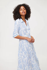 Shirtdress Heidi Klein Playa Paraiso Maxi Shirtdress Light Blue Floral Apoella
