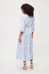Shirtdress Heidi Klein Playa Paraiso Maxi Shirtdress Light Blue Floral Apoella