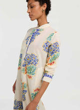 Shirtdress Lisa Corti Long Kurta Cotton Shirtdress Ivory Plumbago Apoella