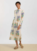 Shirtdress Lisa Corti Long Kurta Cotton Shirtdress Ivory Plumbago Apoella