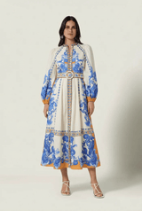 Shirtdress Scarlett Poppies Baroqueen Floral Shirtdress Papyrus Blue Apoella