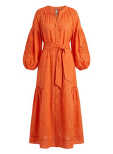 Shirtdress Scarlett Poppies Sunshine Babe Embroidered Ramie Full Sleeve Long Shirtdress Living Coral Apoella