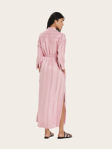 Shirtdress Zeus n Dione Maira Long Textured Silk Shirtdress Pink Apoella