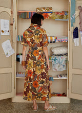 Shirtdresses Evi Grintela Valerie Midi Shirtdress Brown Floral Multi Apoella