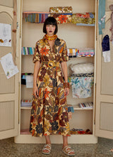 Shirtdresses Evi Grintela Valerie Midi Shirtdress Brown Floral Multi M / Brown Floral Multi Apoella