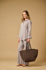 Shirts APOELLA Nike Oversized Shirt Choco/White Stripes Apoella