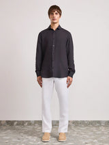 Shirts Frescobol Carioca Antonio Linen Regular Shirt Black Apoella