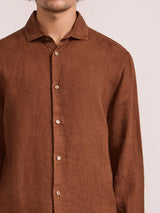Shirts Frescobol Carioca Antonio Linen Regular Shirt Brown Apoella