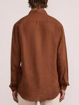 Shirts Frescobol Carioca Antonio Linen Regular Shirt Brown Apoella