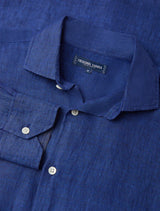 Shirts Frescobol Carioca Antonio Linen Regular Shirt Cobalt Blue Apoella