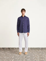 Shirts Frescobol Carioca Antonio Linen Regular Shirt Midnight Blue Apoella