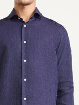 Shirts Frescobol Carioca Antonio Linen Regular Shirt Midnight Blue Apoella