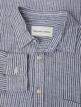Shirts Frescobol Carioca Telles Striped Linen Regular Shirt Navy Apoella