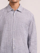 Shirts Frescobol Carioca Telles Striped Linen Regular Shirt Navy Apoella