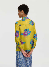 Shirts Lisa Corti Bella Habutai Silk Shirt Green Gold Apoella