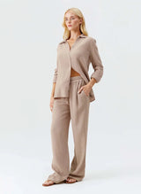 Shirts Melissa Odabash Tina Classic Buttoned Shirt Beige Apoella