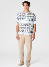 Shirts Missoni Bowling Shirt in Viscose with Light Blue Zigzag Print Apoella