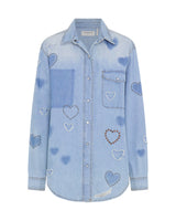 Shirts One Teaspoon Everyday Denim Shirt Studded Blue Heart Apoella