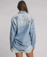 Shirts One Teaspoon Everyday Denim Shirt Studded Blue Heart Apoella