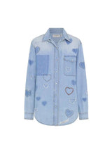 Shirts One Teaspoon Everyday Denim Shirt Studded Blue Heart Apoella