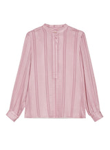 Shirts Zeus+Dione Hera Long Sleeve Textured Silk Shirt Mao Neck Pink Apoella
