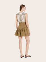 Shirts Zeus n Dione Hera Sleeveless Textured Silk Top Mao Neck Khaki/Ivory Apoella