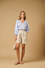 Shorts APOELLA Elli Linen Bermuda Shorts Beige Apoella