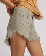 Shorts One Teaspoon Outlaws Mid Waist Denim Shorts Faded Khaki Apoella