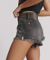 Shorts One Teaspoon Renegades High Waist Denim Shorts Worn Black Apoella
