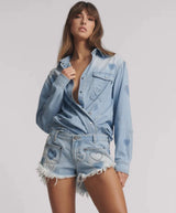 Shorts One Teaspoon Retro Dukes Denim Shorts Studded Blue Heart Apoella