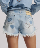 Shorts One Teaspoon Retro Dukes Denim Shorts Studded Blue Heart Apoella