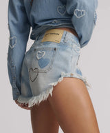 Shorts One Teaspoon Retro Dukes Denim Shorts Studded Blue Heart Apoella