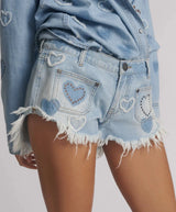 Shorts One Teaspoon Retro Dukes Denim Shorts Studded Blue Heart Apoella