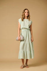 Skirts APOELLA Irida Tiered Long Skirt Mint Apoella