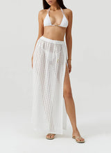 Skirts Melissa Odabash Mendi Slit Knit Long Skirt White Apoella