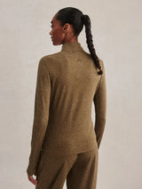 Sweater Varley Nathaniel Long Sleeve Top Teak Olive Marl Apoella
