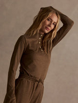Sweater Varley Nathaniel Long Sleeve Top Teak Olive Marl Apoella