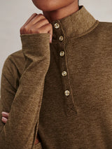 Sweater Varley Nathaniel Long Sleeve Top Teak Olive Marl Apoella
