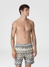 Swimshorts Missoni Long Zig Zag Boxer Black Green Blue Apoella