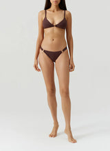 Swimwear Melissa Odabash Montenegro Bikini Bottom Brown Ribbed Apoella