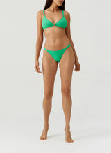 Swimwear Melissa Odabash Montenegro Over The Shoulder Ring Bikini Top Green Ribbed Apoella