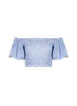 Tops Apoella Annie Puff Sleeve Smocked Top Striped Apoella